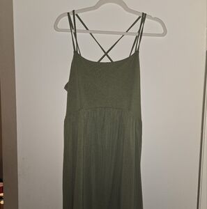 Old Navy Green Ruched Sundress Sleeveless